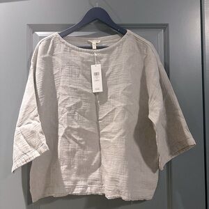 NWT Eileen Fisher boxy linen top